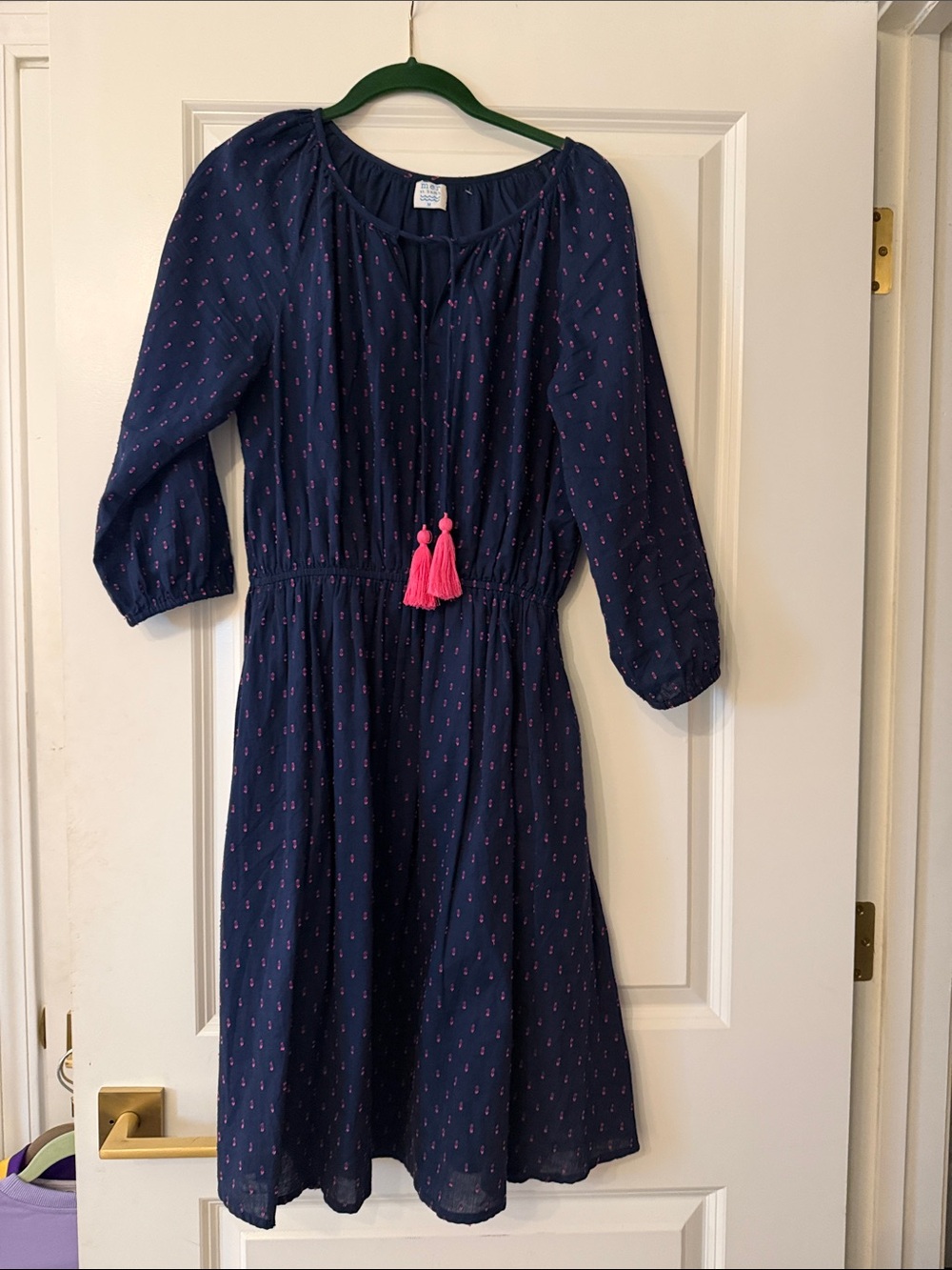 MER St.Barth Women’s Navy Dress with Pink Tassel Tie